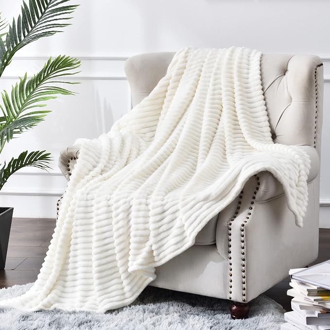 BEDELITE Fleece Throw Blanket for Couch – 3D Ribbed Jacquard Soft and Warm by BEDELITE