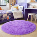 4'x4' Purple Round Rug for Bedroom, Ultra Soft Fluffy Circle Rug for Kids Girls by Quntue