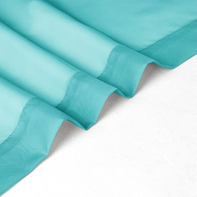 Chyhomenyc Turquoise Sheer Curtains 63 Inch Length 2 Panels, Light Filtering - Image 9