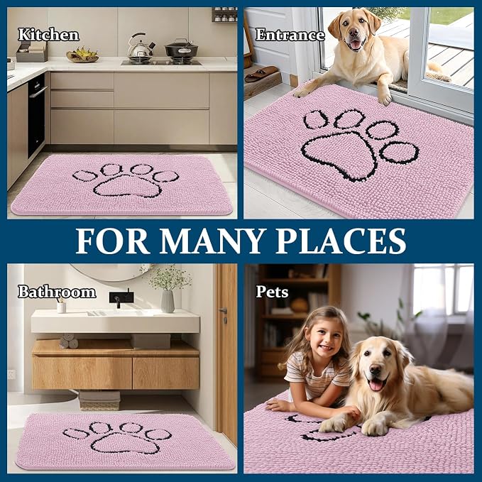 OLANLY Dog Door Mat for Muddy Paws 30x20, Paw Print Design, Absorbs Moisture - Image 8