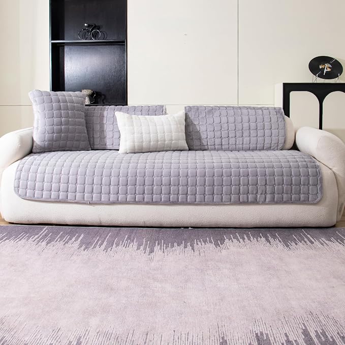 Velvet Couch Cover, Washable Sectional Sofa Cover, Anti Slip Sofa Slipcover - Image 8