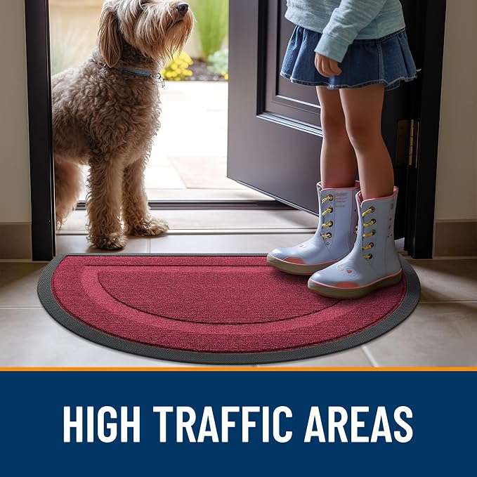 OLANLY Half Circle Front Door Mat Outside 33x21 All-Season Rubber Doormat | - Image 6