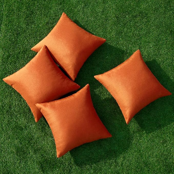 MIULEE Pack of 4 Decorative Outdoor Throw Pillow Covers Linen Waterproof Pillow - Image 4
