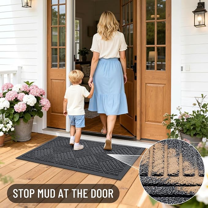 OLANLY Front Door Mat Outside Entrance 47x32, Heavy Duty Sturdy Natural Rubber - Image 6
