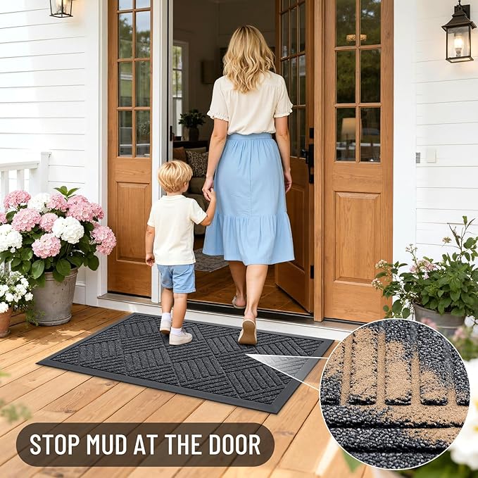 OLANLY Front Door Mat Outside Entrance 33x21, Heavy Duty Sturdy Natural Rubber - Image 6
