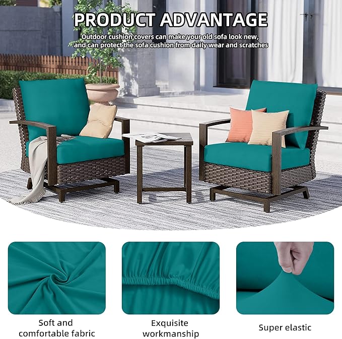 8Pcs Outdoor Cushion Covers, Patio Cushion Covers, Stretch Elastic Slipcovers - Image 3