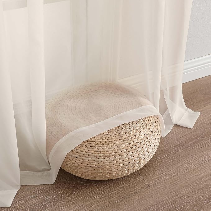 OVZME Cream Sheer Curtains 72 Inches Long 2 Panels Set, Light Filtering Sheer - Image 5