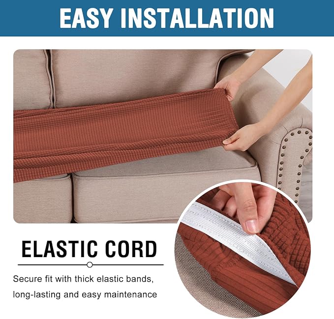 H.VERSAILTEX Super Stretch Individual Seat Cushion Covers Sofa Covers Couch - Image 5