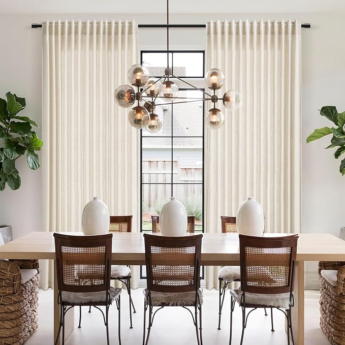 Nanspring Warm Beige Linen Curtains Semi Sheer 96 Inches Long 2 Panels Set - Image 7