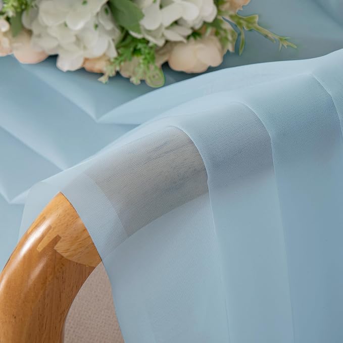 OWENIE Light Blue Sheer Curtains 84 inches Long - Image 6