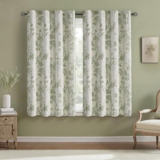 Floral Blackout Curtains Sage Green Printed Curtains Floral Blackout Curtains by Unknown