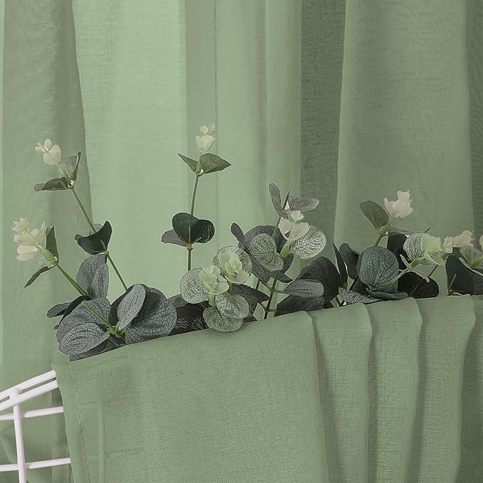 Tollpiz Sheer Tier Curtains Kitchen Linen Textured Half Curtain Sheers Light - Image 6