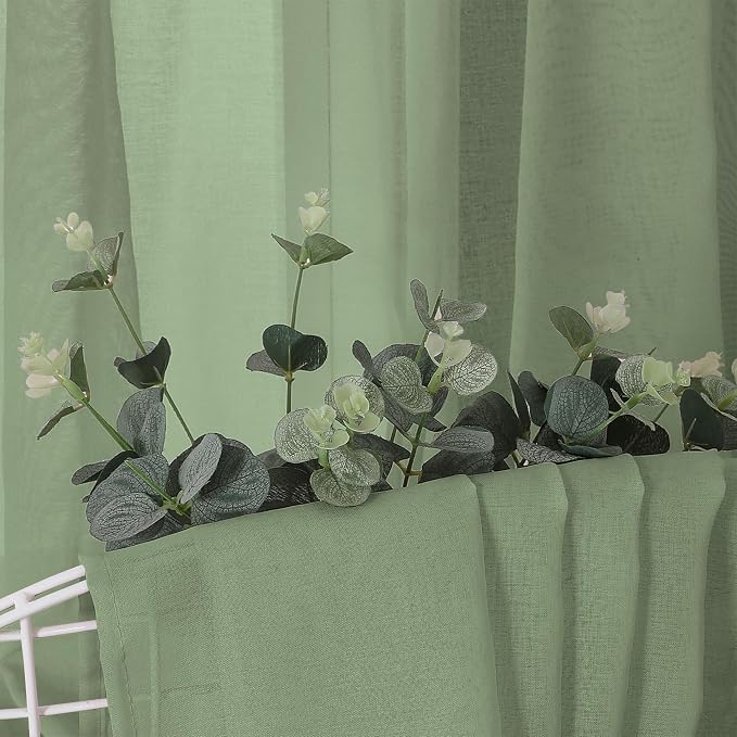 Tollpiz Short Sheer Curtain Linen Textured Bedroom Curtains Sheer Light - Image 6