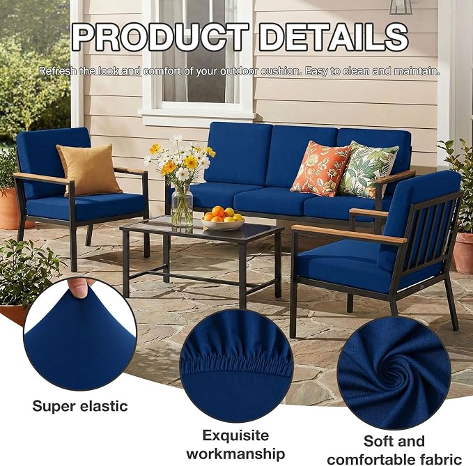 hyha 4Pcs Patio Cushion Covers, Stretch Outdoor Couch Cushion Covers Replacement - Image 3
