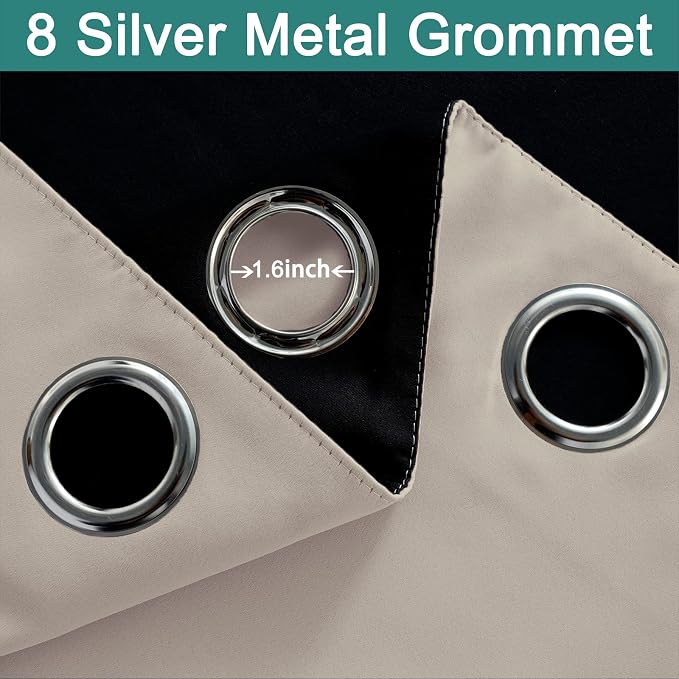 Yakamok Total Blackout Extra Wide Patio Sliding Door Curtains, Grommet Thermal - Image 6