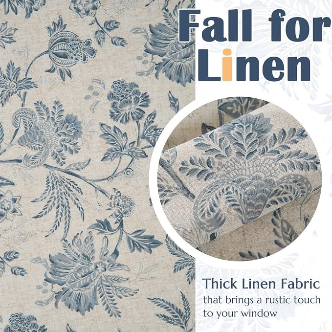 jinchan Floral Valance Curtain Linen Kitchen Valance - Image 8