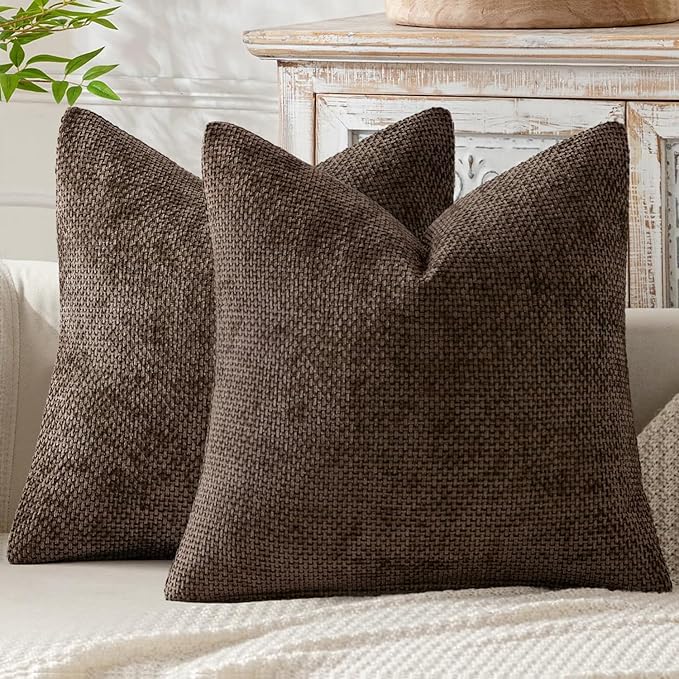 MIULEE Pack of 2 Couch Throw Pillow Covers 24x24 Inch Neutral Dark Brown Boho by MIULEE