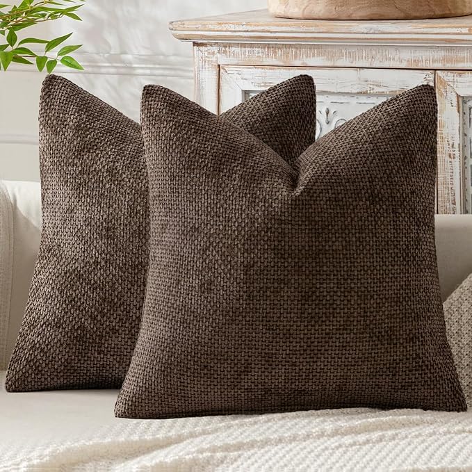 MIULEE Pack of 2 Couch Throw Pillow Covers 16x16 Inch Neutral Dark Brown Boho by MIULEE