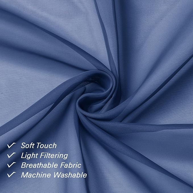 Lecloud Royal Blue Sheer Curtains 78 Inches Long 2 Panels Set, Privacy Light - Image 7
