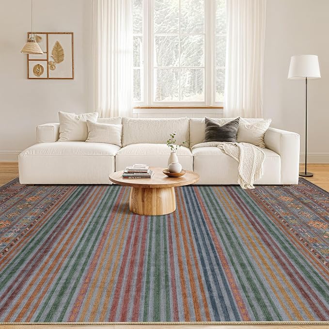 Nakagishi 8X10 Area Rugs Living Room: Washable Large Vintage Rug Neutral - Image 4