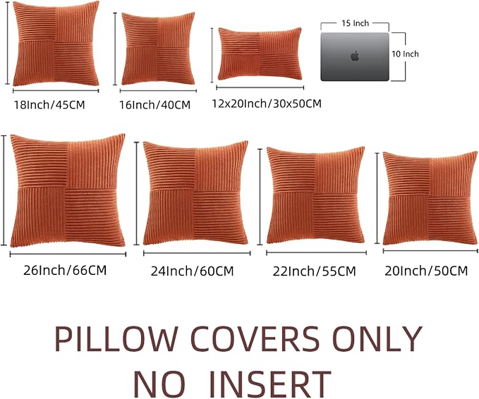 Fancy Homi Set of 2 Burnt Orange Samll Decorative Throw Pillow Covers 14x14 Inch - Image 7