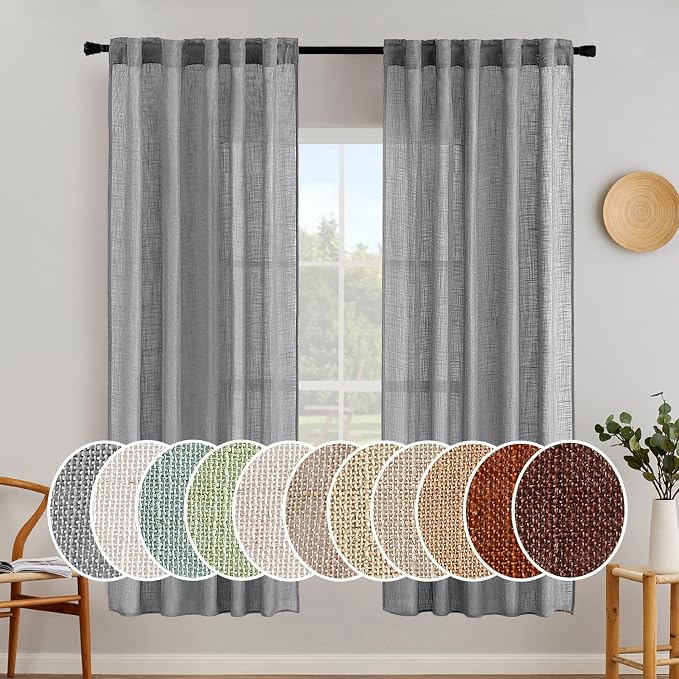 MIULEE Grey Linen Curtains 72 Inch Length by MIULEE