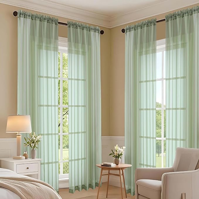 OVZME Sage Green Bedroom Curtains 2 Panel Sets 90 Inch Length, 59 Inch Extra - Image 7