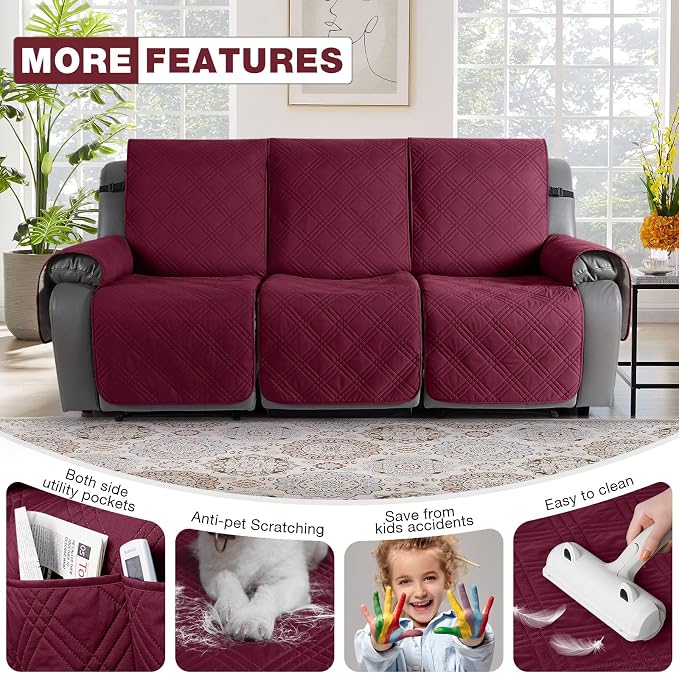 TAOCOCO 100% Waterproof Recliner Sofa Covers 3 Seater, Split Couch Covers - Image 5