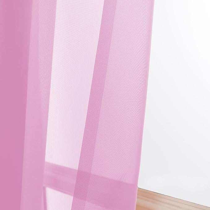 OWENIE Sheer Pink Curtains, Sheer Curtains 84 inch Length 2 Panels Set - Image 2