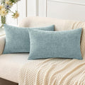 MIULEE Pack of 2 Light Blue Throw Pillow Covers 12x20 Inch Soft Chenille Lumbar by MIULEE