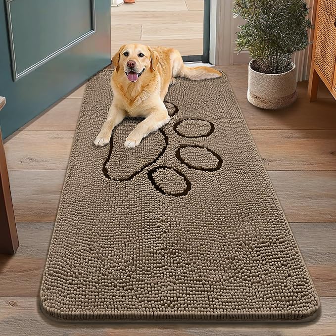Smiry Dog Door Mat for Muddy Paws, Absorbent Dirt Trapper Non Slip Quick Dry by Smiry