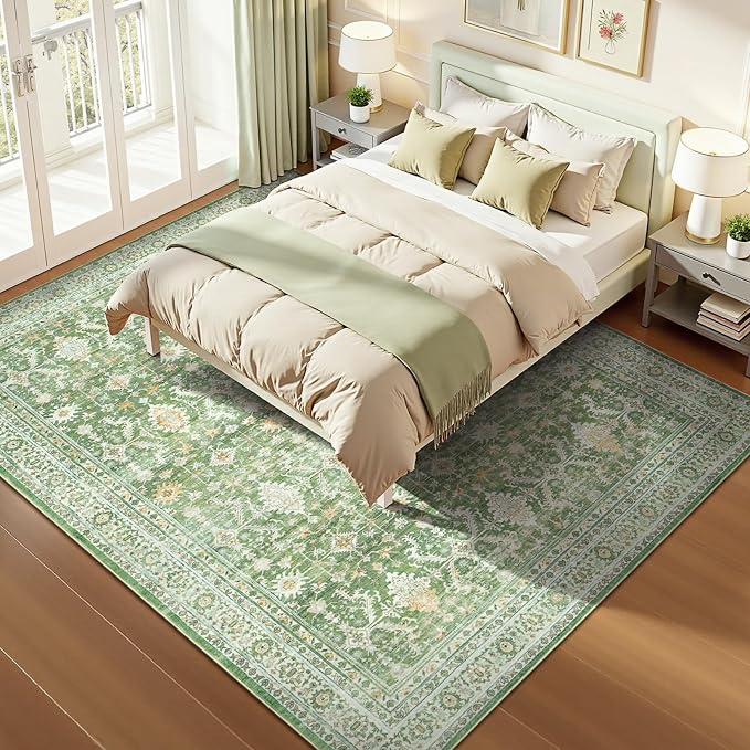 Lofus 9x12 Area Rug for Living Room, Light Green Washable Area Rugs - Image 2