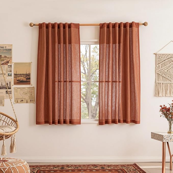 MYSKY HOME Sheer Linen Curtains 63 Inch Length by MYSKYHOME
