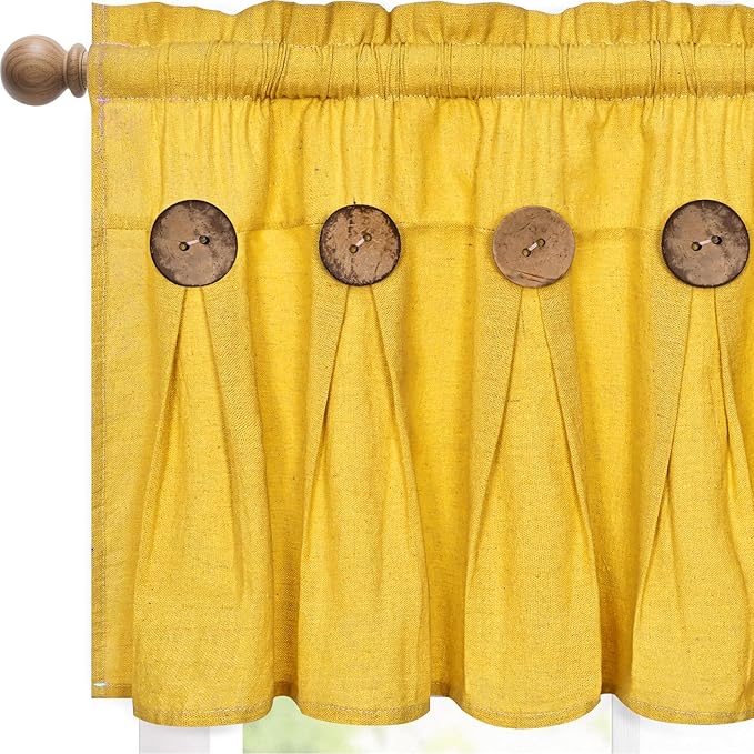 FRAMICS Farmhouse Valance Curtains, Boho Cotton Linen Kitchen Valance, Country by FRAMICS