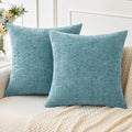 MIULEE Pack of 2 Couch Throw Pillow Covers 18x18 Inch Soft Smoke Blue Chenille by MIULEE