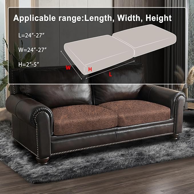 Leather Look Couch Cushion Covers Sofa Seat Slipcovers Sets Couches Furniture - Image 3