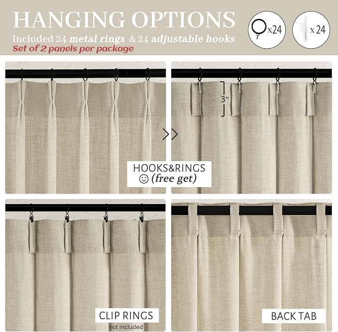 70 Inch Extra Wide Warm Beige Floor Length Curtains 102 Inches Long - Image 5