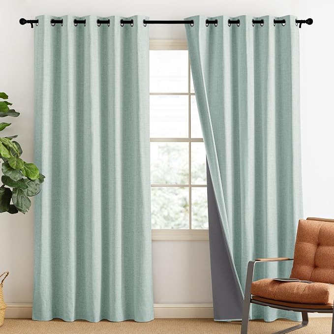 NICETOWN 100% Absolutely Blackout Linen Curtains - Image 2