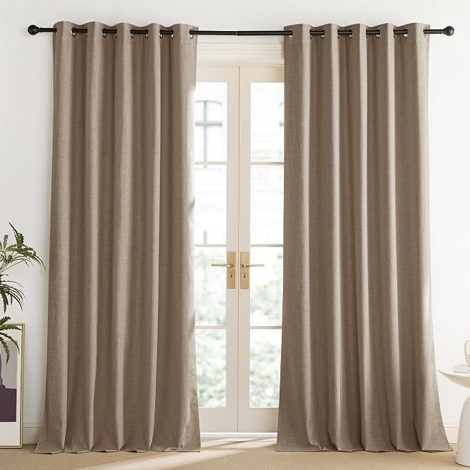 NICETOWN Burlap Vintage Open Linen Weave Flax Thermal Curtains, 100% Blackout - Image 2