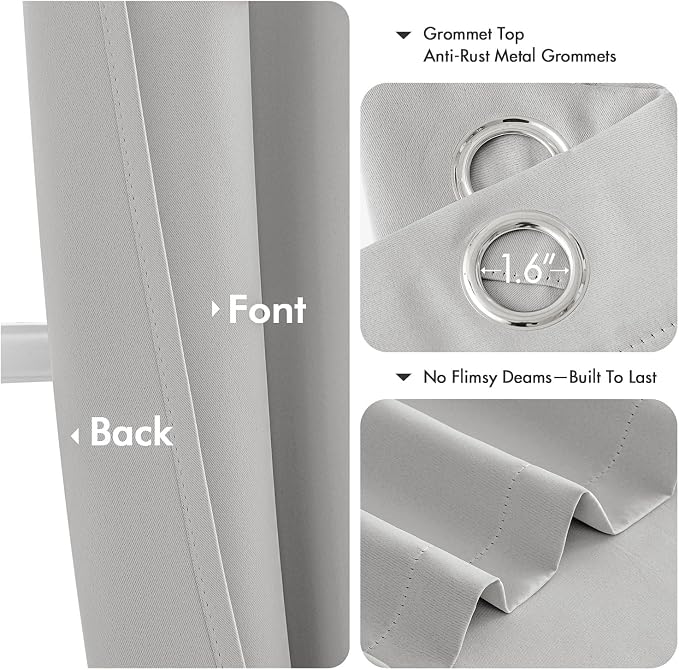 MIULEE Blackout Curtains for Bedroom 2 Panels 40 x 72 Inch Long Silver | - Image 4