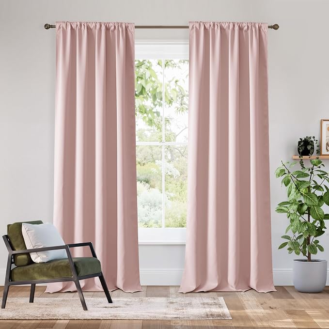 RYB HOME Bedroom Blackout Curtains 84 inches Long, 100% Blackout Thermal by RYBHOME