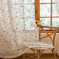 AmHoo 2 Panels Embroidered Leaf Pattern Semi Sheer Curtains Foliage Floral by AmHootextile