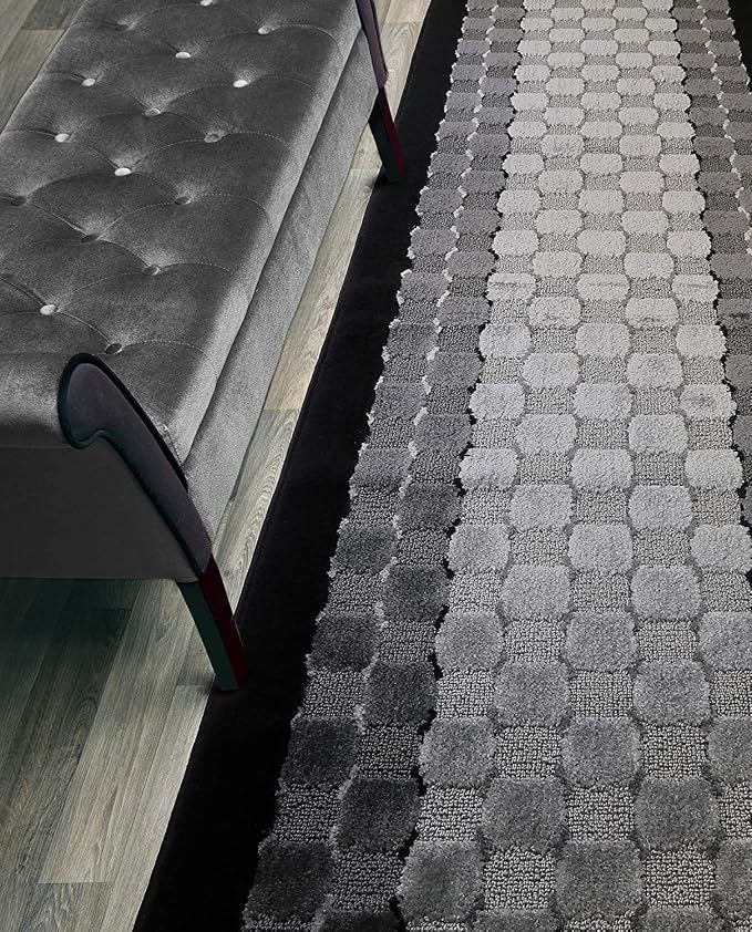 Custom Length Hallway Runner Rug, Slip Resistant, Checkered Black, 26 Inch X 20 by ORFAHOME