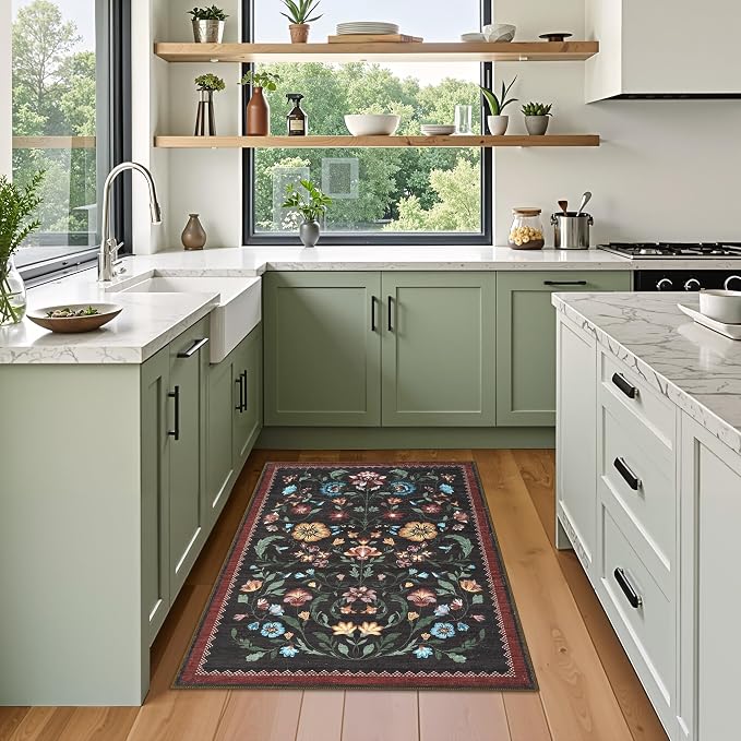 GarveeHome Floral Rug for Entryway 2x3 Rugs Machine Washable Boho Small Area - Image 3