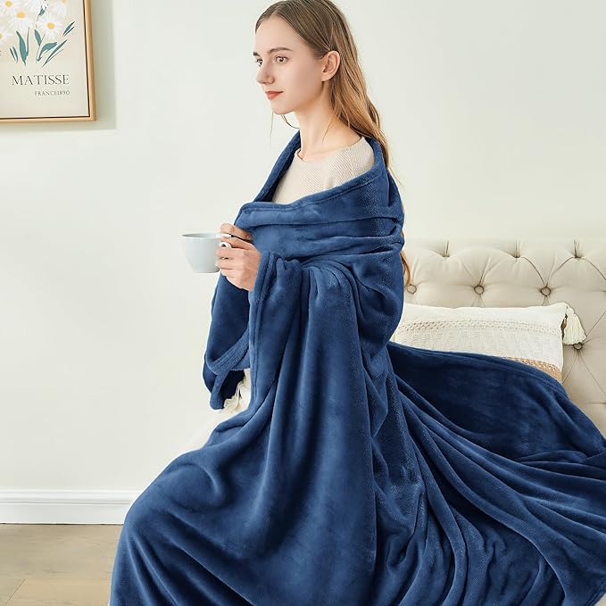 BEDELITE Fleece Blankets Queen Size Navy Blue Throw Blankets - Image 8