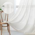 MYSKY HOME Natural Living Room Curtains Boho Semi Sheers Light Filtering Back by MYSKYHOME