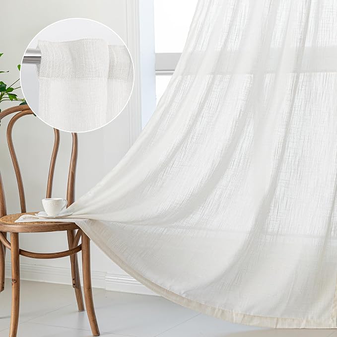 MYSKY HOME Natural Living Room Curtains Boho Semi Sheers Light Filtering Back by MYSKYHOME