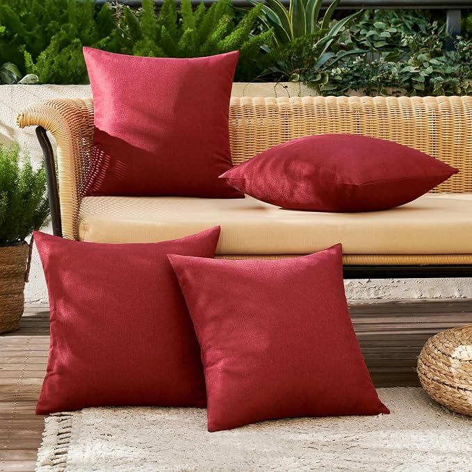 MIULEE Pack of 4 Decorative Solid Waterproof Throw Pillow Covers Linen Garden - Image 2
