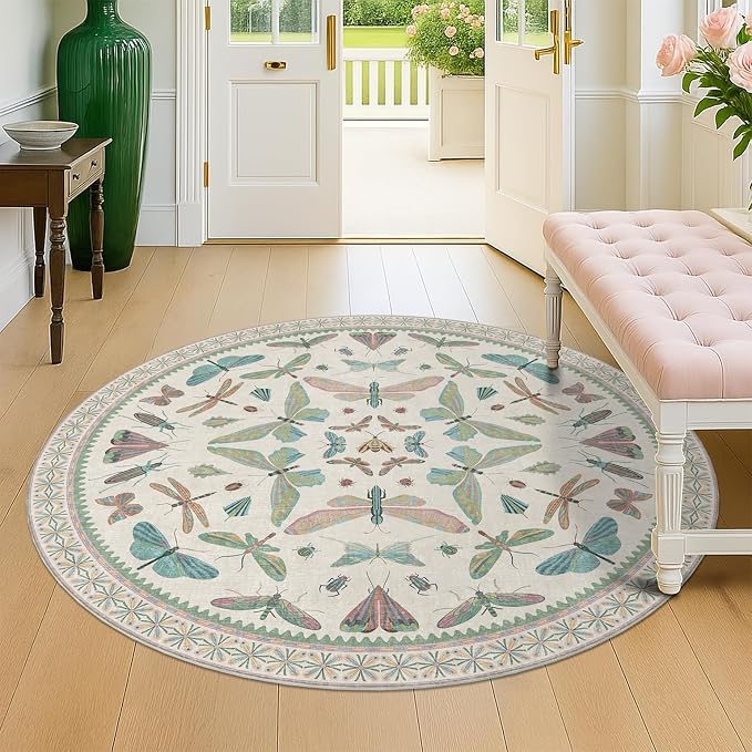 Cream Round Rugs 4ft for Living Room - Image 8