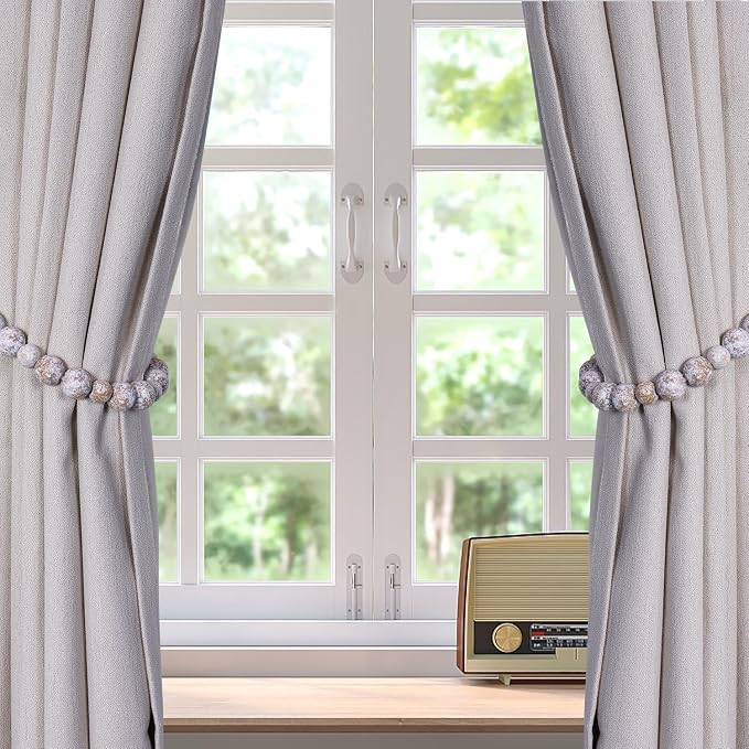 Wood Bead Curtain Tiebacks, KLOGTSIND Set of 6 Curtain Holdbacks - Image 7